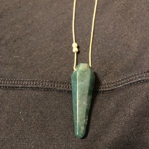 Alex and Ani Moss agate pendulum necklace